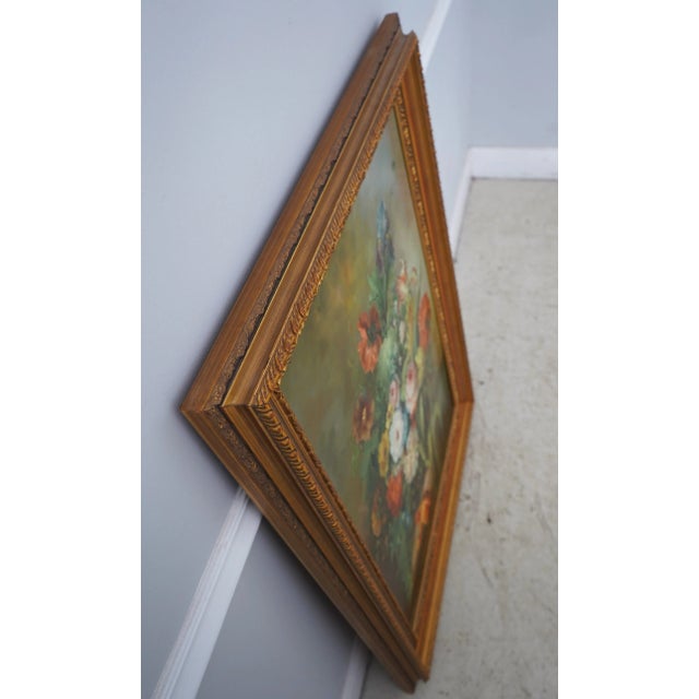 Traditional Artist Signed Framed Oil Painting on Canvas Floral Still Life For Sale - Image 3 of 11