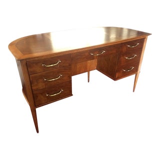 Vintage Desk, Mid Century Modern Desk, Cherry Demi Lune Desk For Sale