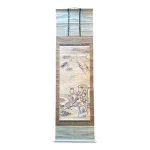 19th Century Edo Period Japanese Silk Scroll of Haruki Nanmei