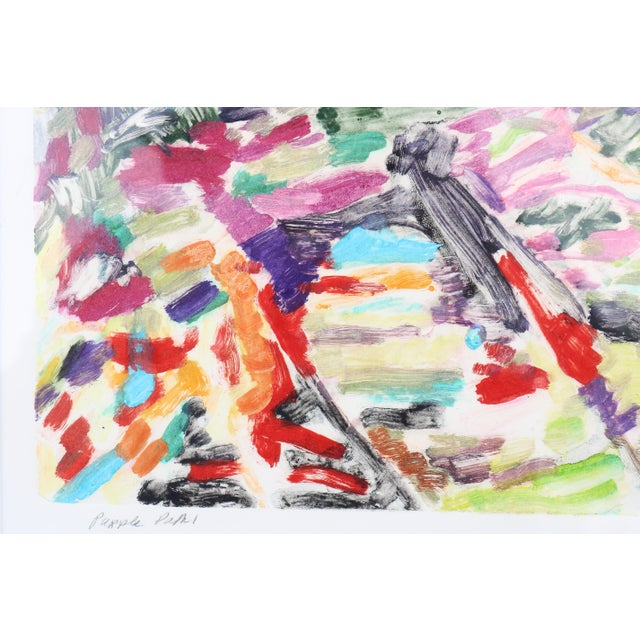 1989 Sally Brody Purple Path Water-Based Inks Monotype Painting One-of-a-Kind For Sale - Image 13 of 18