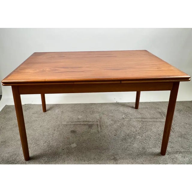 Mid-Century Modern Danish MCM Teak Dining Room Table With Two Pull-Out Extension Leaves , 1960's For Sale - Image 3 of 12