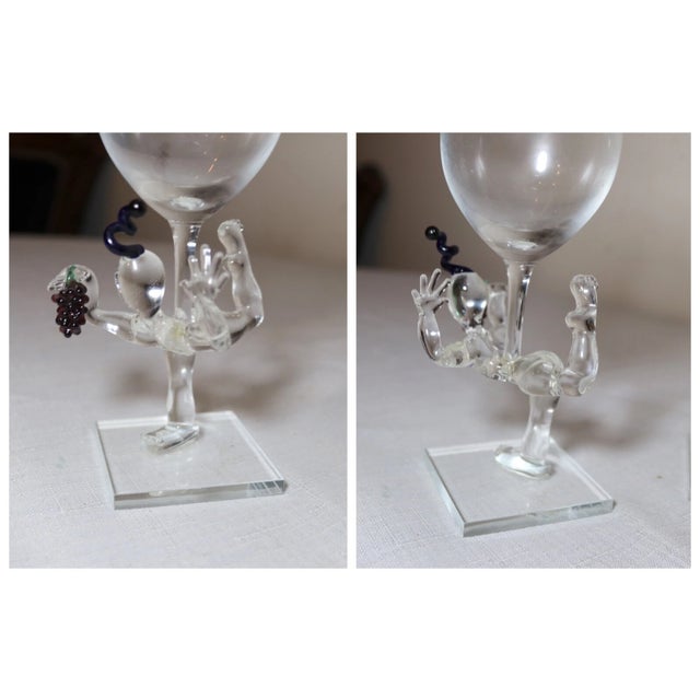 Up for sale is a very nice quality pair of hand blown Italian Murano Valhalla studio wine glass. They're blown with very...