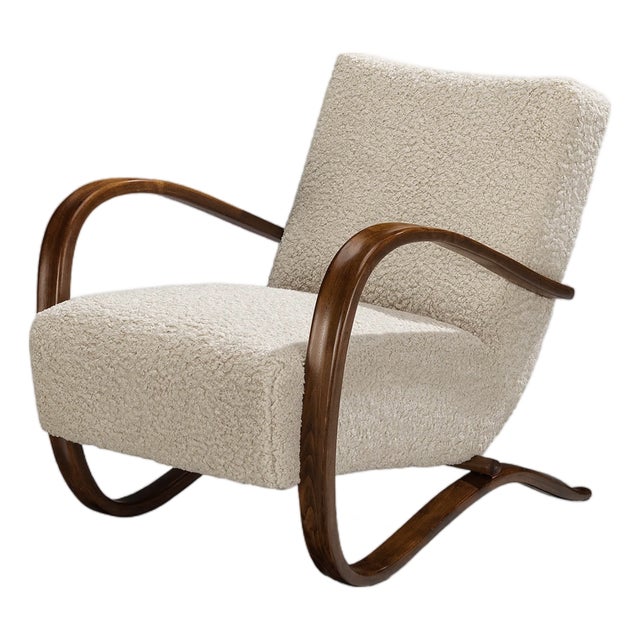 Art Deco Sheepskin H-269 Lounge Chair by Jindrich Halabala for Thonet, 1930s For Sale