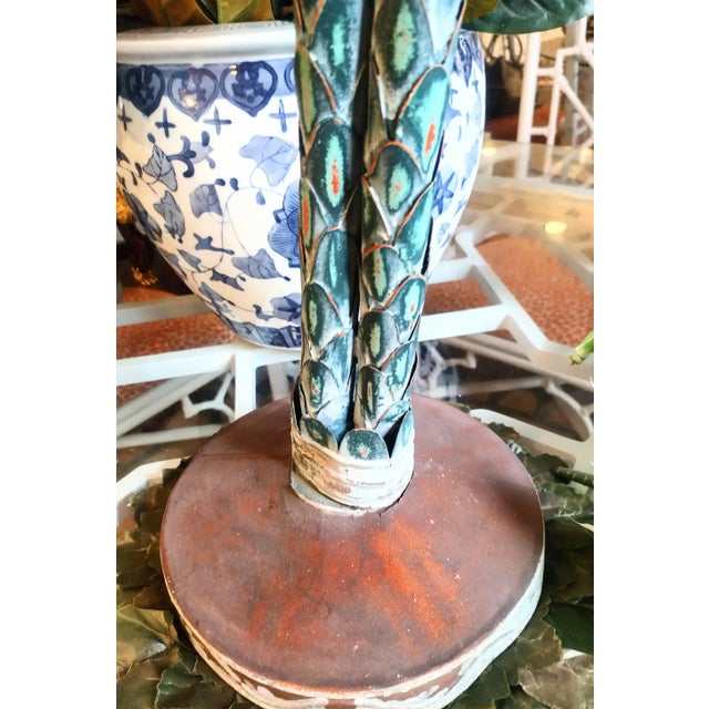 Traditional Vintage Large Metal Tole Decorative Palm Tree Statue Figure Room Decor For Sale - Image 3 of 10