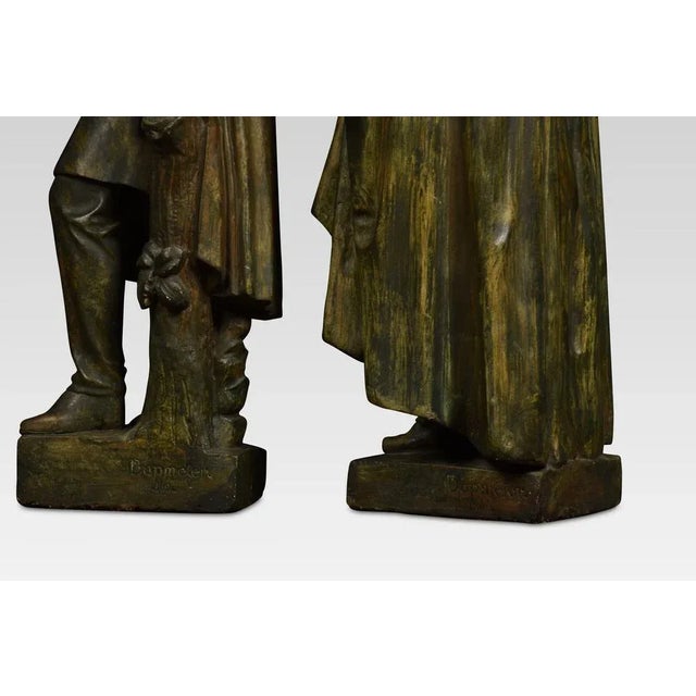 19th Century Chalked Bronzed Figures by Dopmeier, Set of 2 For Sale - Image 4 of 11