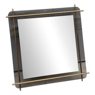 Minimalist Crystal and Tubular Brass Mirror from Zevi, 1970s For Sale