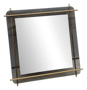 Minimalist Crystal and Tubular Brass Mirror from Zevi, 1970s
