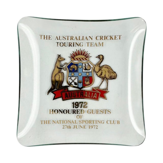 Vintage the Australian Cricket Touring Team 1972 Glass Ashtray For Sale - Image 9 of 9