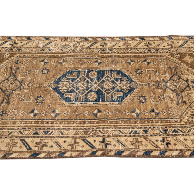 1960s Vintage Distressed Handmade Blue Tribal Wool Rug For Sale In New York - Image 6 of 9