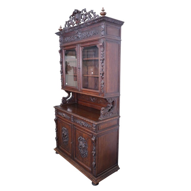 Wood Late 19th Century Large Superb Quality French Antique Heavily Carved Oak Hunt Board For Sale - Image 7 of 8