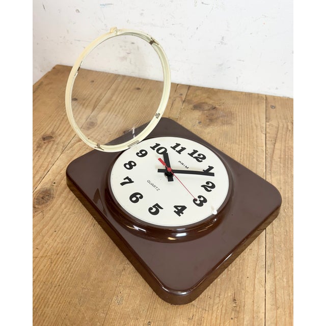 Vintage Brown Plastic Wall Clock from Prim, 1970s For Sale - Image 15 of 17
