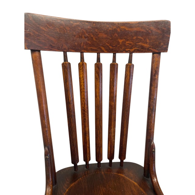 Antique Arts and Crafts Style Windsor Side Chair Cattail Spindle Back Tapered Legs For Sale - Image 9 of 9