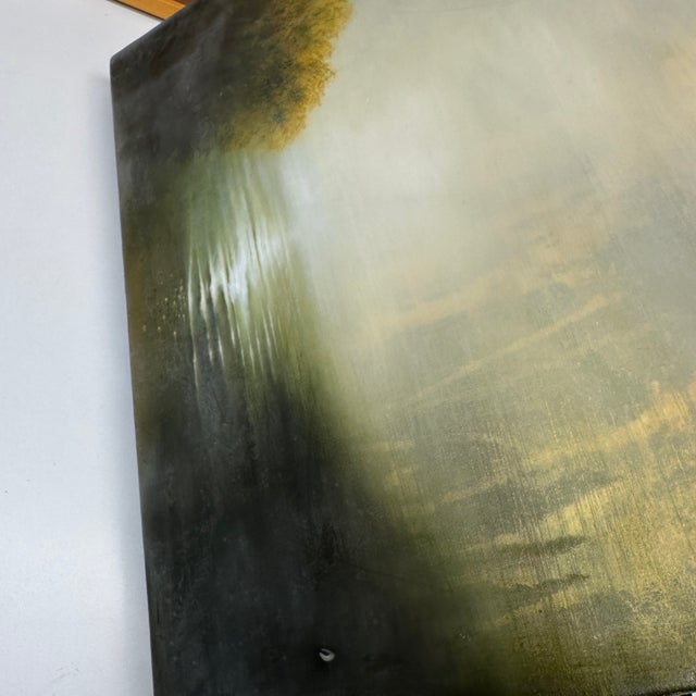 Hiro Yokose Landscape Painting Oil Wax Encaustic Signed Dated 2001 #3448 19 X 19 For Sale - Image 15 of 18