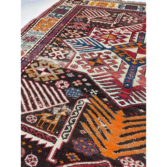 Persian Early 20th Century Caucasian Akstafa Immortal Peacocks, Protective Animals Rug 4.6 x 9 For Sale - Image 3 of 12