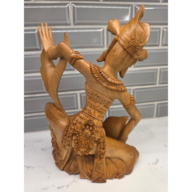 1980s Late 20th-Century Balinese Modernist Legong Dancer – 10-Inch Wood Carving For Sale - Image 5 of 12