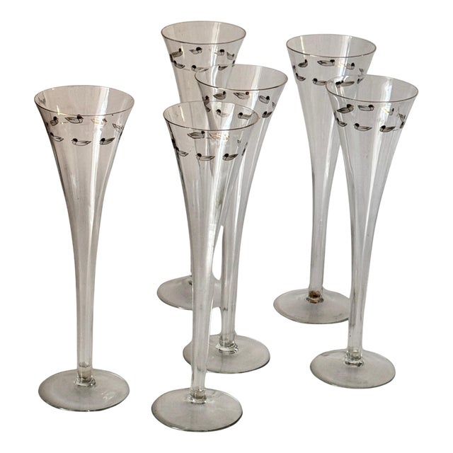 Vintage French Crystal Champagne Coupes, Set of 6 For Sale