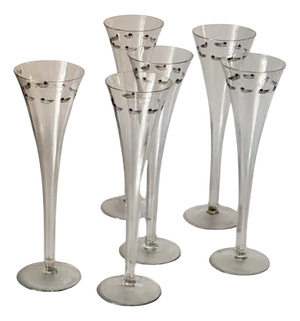 Vintage French Crystal Champagne Coupes, Set of 6