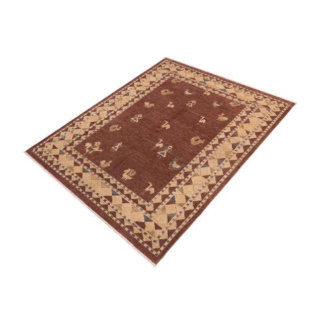 Shabby Chic Gabbeh Brown/Beige Wool Rug - 7'8'' X 9'11'' For Sale - Image 9 of 10