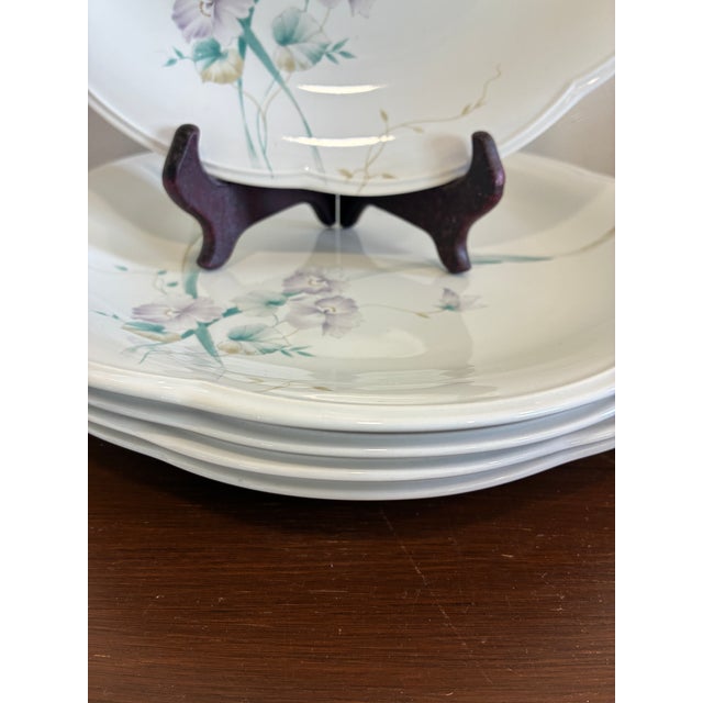 Late 20th Century Mikasa Rondo Scalloped Floral Dinner Plates – Set of 5 For Sale - Image 12 of 13