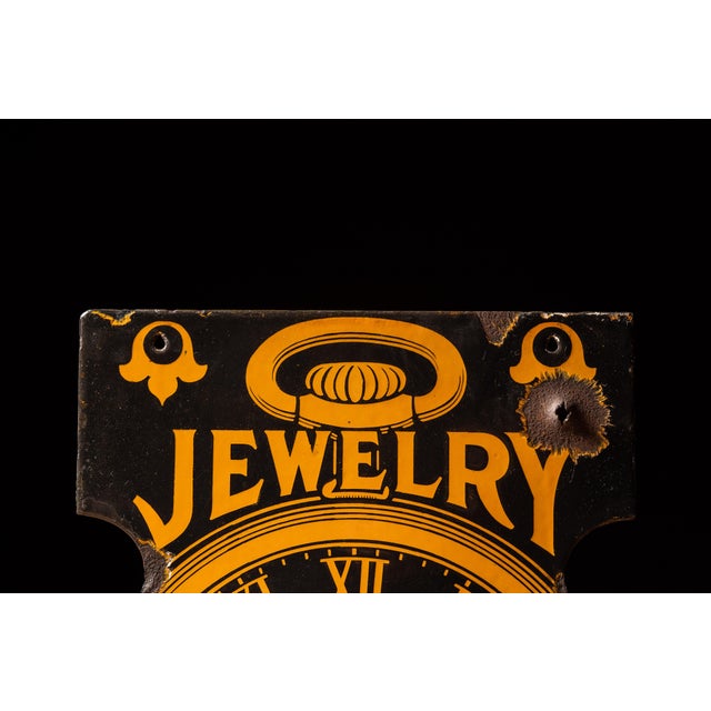American Antique Jewelry and Watch Repair Double-Sided Porcelain Sign For Sale - Image 3 of 8