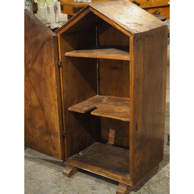Unusual Circa 1650 Solid Walnut Carved Single Door Cabinet From Spain For Sale - Image 14 of 18