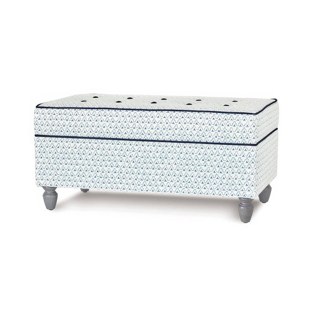 Modern Trellis Print Storage Ottoman For Sale - Image 3 of 5