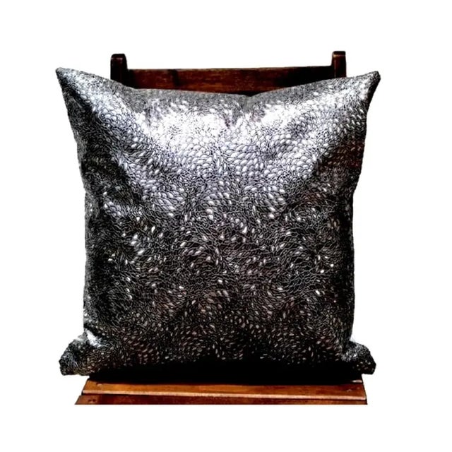 Textile Contemporary Kravet Style Italian Croc Print Faux Leather Pillow Cover For Sale - Image 7 of 13