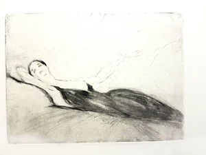 Jean Gabriel Domergue - Lying Woman - Original Etching 1924