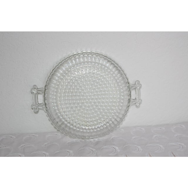 Vintage Clear Glass Small Round Hobnail Serving Tray With