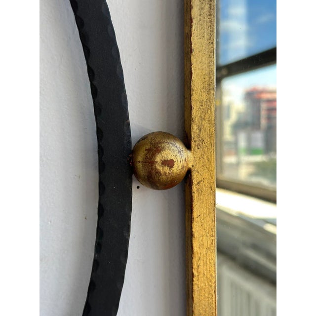 Black Vintage Queen Anne-Style Black Wrought Iron + Gilt Metal Wall Mirror, Palladio Made in Italy, Circa 1950s For Sale - Image 8 of 10