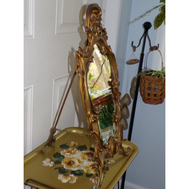 Antique Nb&iw Gold Gilt Rococo Brass Table Mirror Free Standing Vanity Mirror For Sale - Image 4 of 15