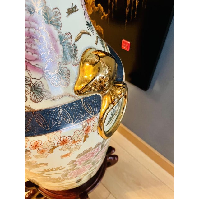 Ceramic Vase with Gold Lion Ring by Chung Ah Porcelain Company, 1974 For Sale - Image 7 of 18