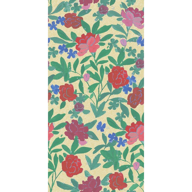 Large Scale, Floral Bouquet Wallpaper by Paule Marrot in Wheat For Sale
