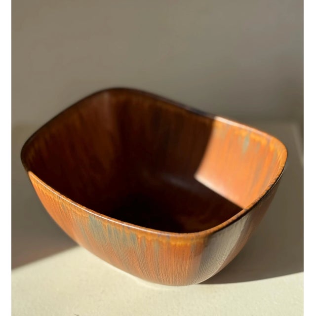 Large carl harry stålhane for rörstrand/sweden bowl/plate in stoneware model cai in in the distinctive harefur glaze,...