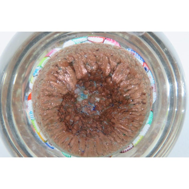 Art Glass Round Egg Paper Weight Italian Murano Style Millefiori Flowers 5132b For Sale - Image 4 of 10