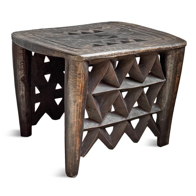 Vintage Large Nupe Wood Stool Table For Sale - Image 4 of 7