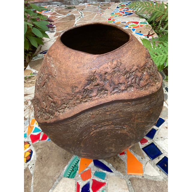 Original Hand-Thrown 1980s Stunning Clay Vessel Dramatic Brutalist Texture - Signed by Galveston Artist For Sale - Image 13 of 13