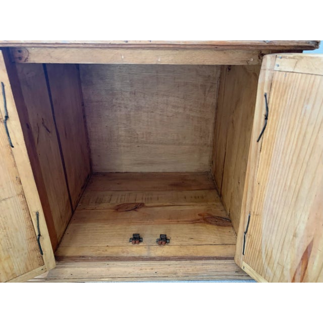Mid 20th Century Vintage Rustic Pine End Cabinet With Drawer and Doors For Sale In Los Angeles - Image 6 of 11