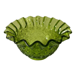 1950s L.E. Smith Daisy and Buttons Ruffled Bowl