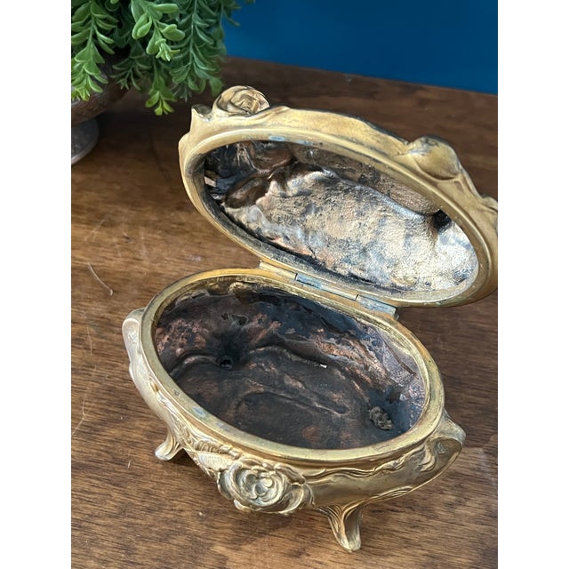 Antique Art Nouveau Brass Jewelry Casket For Sale - Image 14 of 18