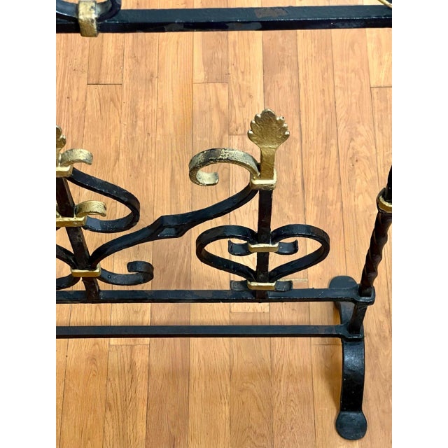 Large French Wrought Iron Chateau Landier Fireplace Screen, 1890s For Sale - Image 13 of 18