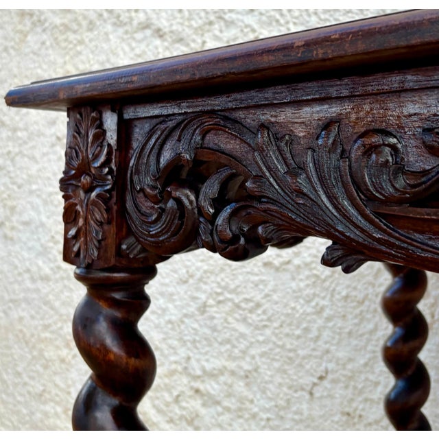 19th Century French Breton Carved Oak Sofa Table or Desk, Louis XIV Style. Direct from France, a superb quality, highly...