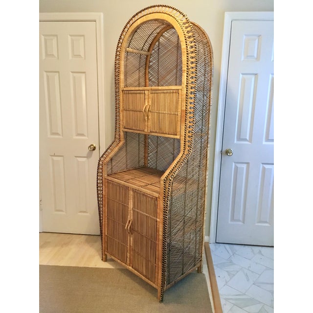 Vintage Bamboo Rattan Storage Bookcase Chairish
