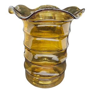 Vintage 1960 Blenko Yellow/Amber Glass Vase, Designed by Wayne Husted.