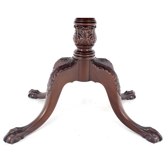John Stuart Ball & Claw Chippendale Style Mahogany Expandable Flip Top Game Console Table For Sale - Image 4 of 12