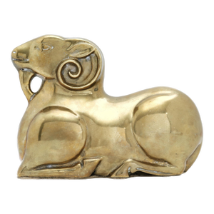 Large Late 20th Century Brass Ram Figurine