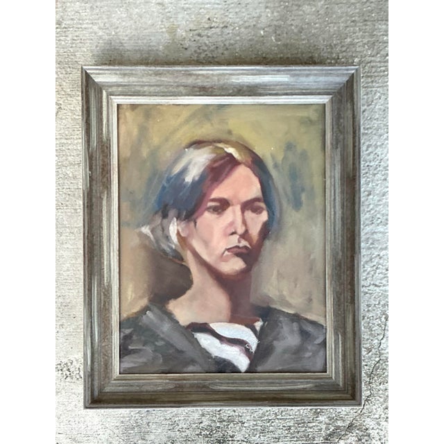 Vintage Original Oil Portrait on Canvas For Sale - Image 11 of 12
