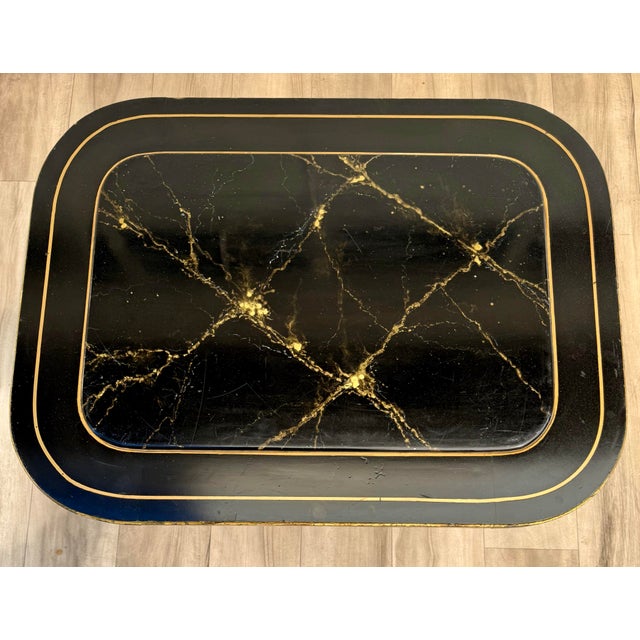 Chinoiserie English Faux Bamboo Black Lacquer & Gilt Coffee Table, Signed Zoltowski For Sale - Image 4 of 15