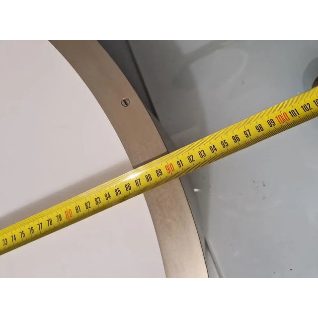 Large Ceiling Light in Aluminum and Wood with Milky Acrylic Glass Lampshade, 1980s For Sale - Image 9 of 11