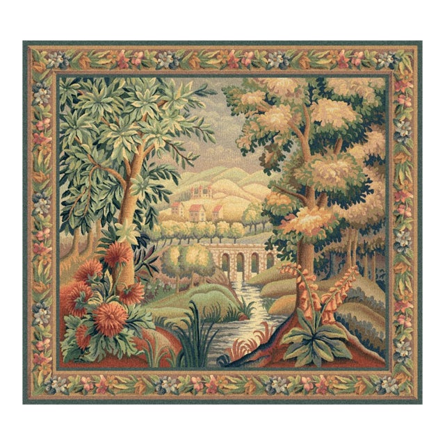 Verdure Aubusson Loom Woven Tapestry - 130 X 138 Cm (4'3" X 4'6") - Requires Rod Size 4 For Sale